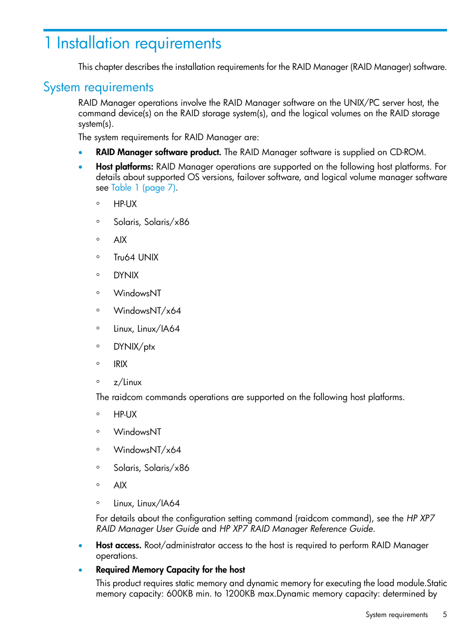 1 installation requirements, System requirements | HP XP Racks User Manual | Page 5 / 97