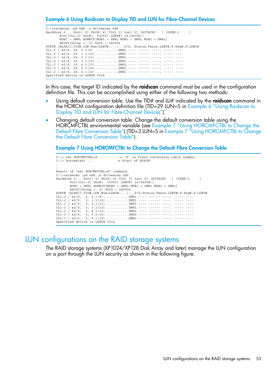 Lun configurations on the raid storage systems | HP XP Racks User Manual | Page 53 / 97