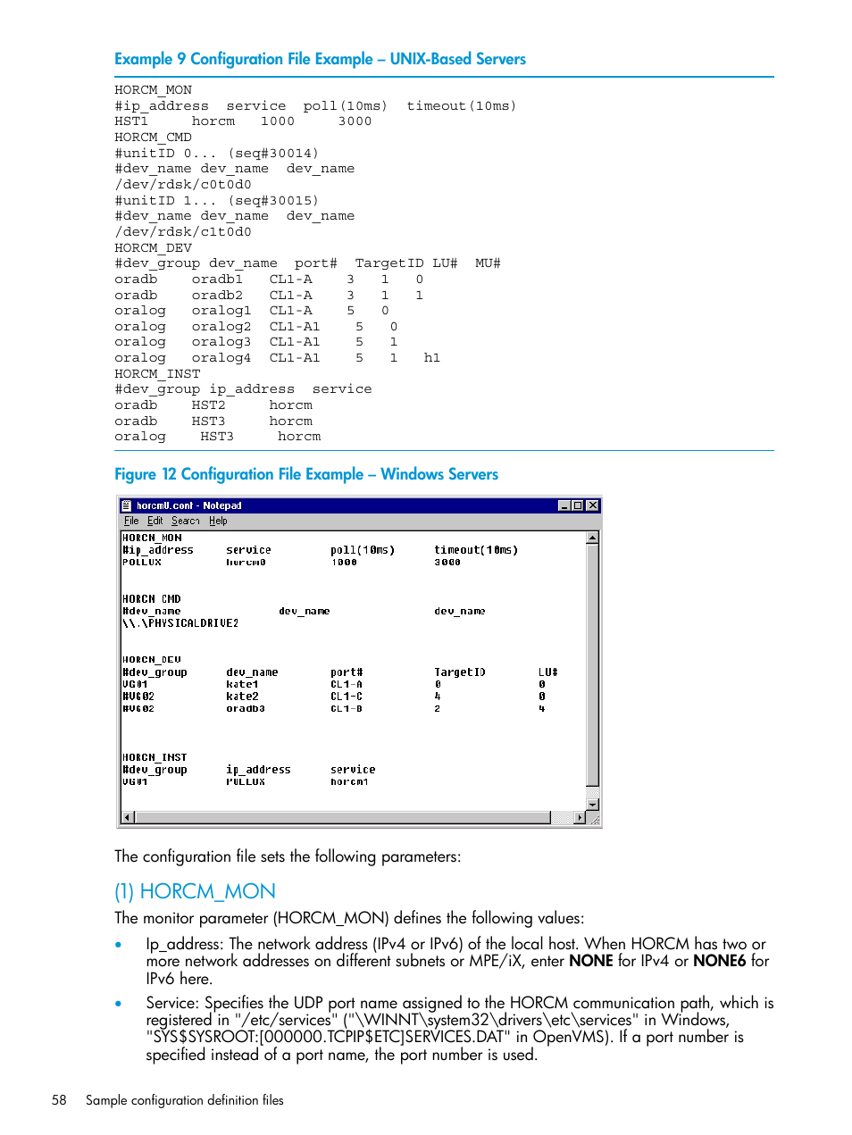 1) horcm_mon | HP XP Racks User Manual | Page 58 / 97