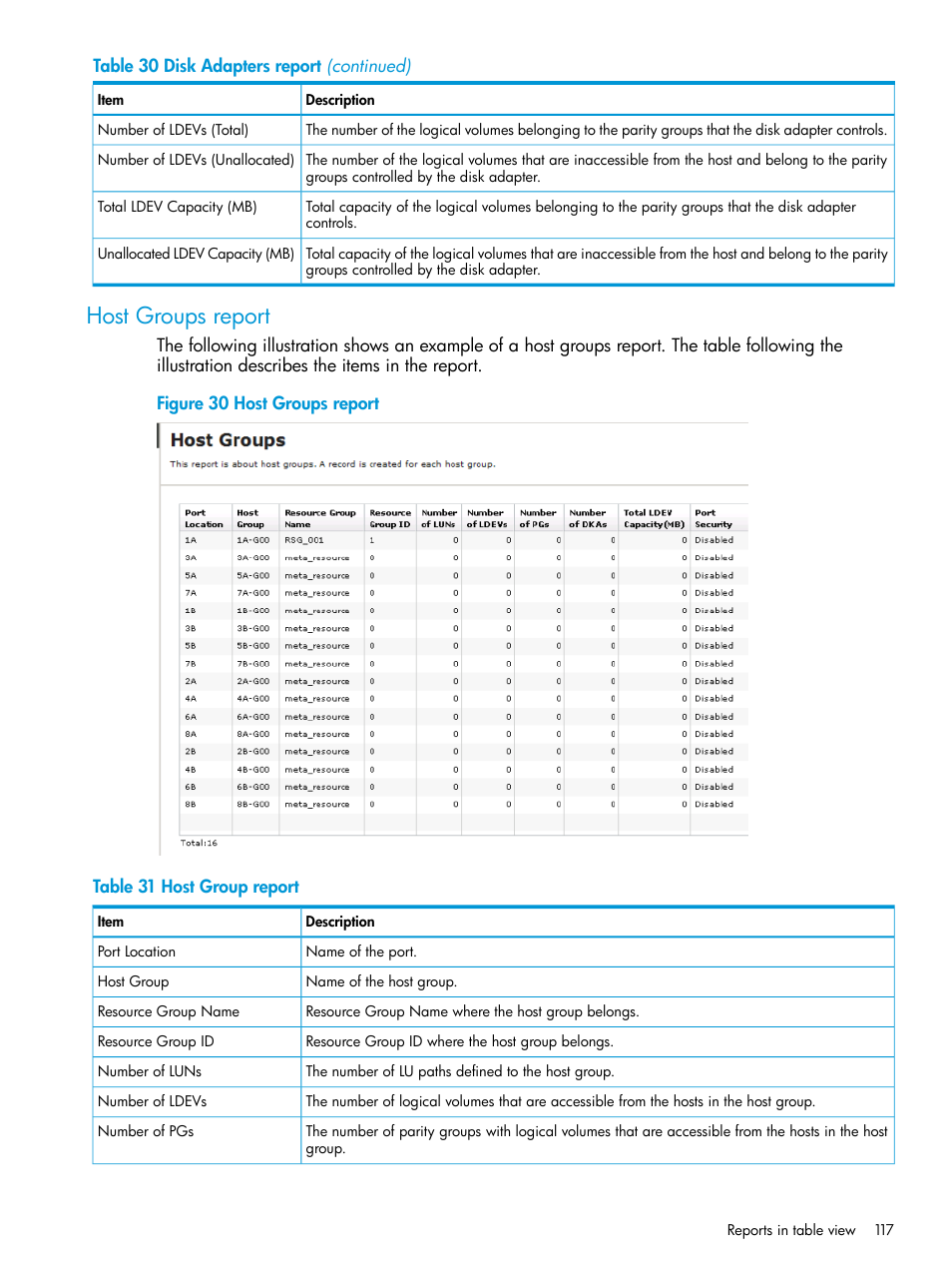 Host groups report | HP XP7 Storage User Manual | Page 117 / 258