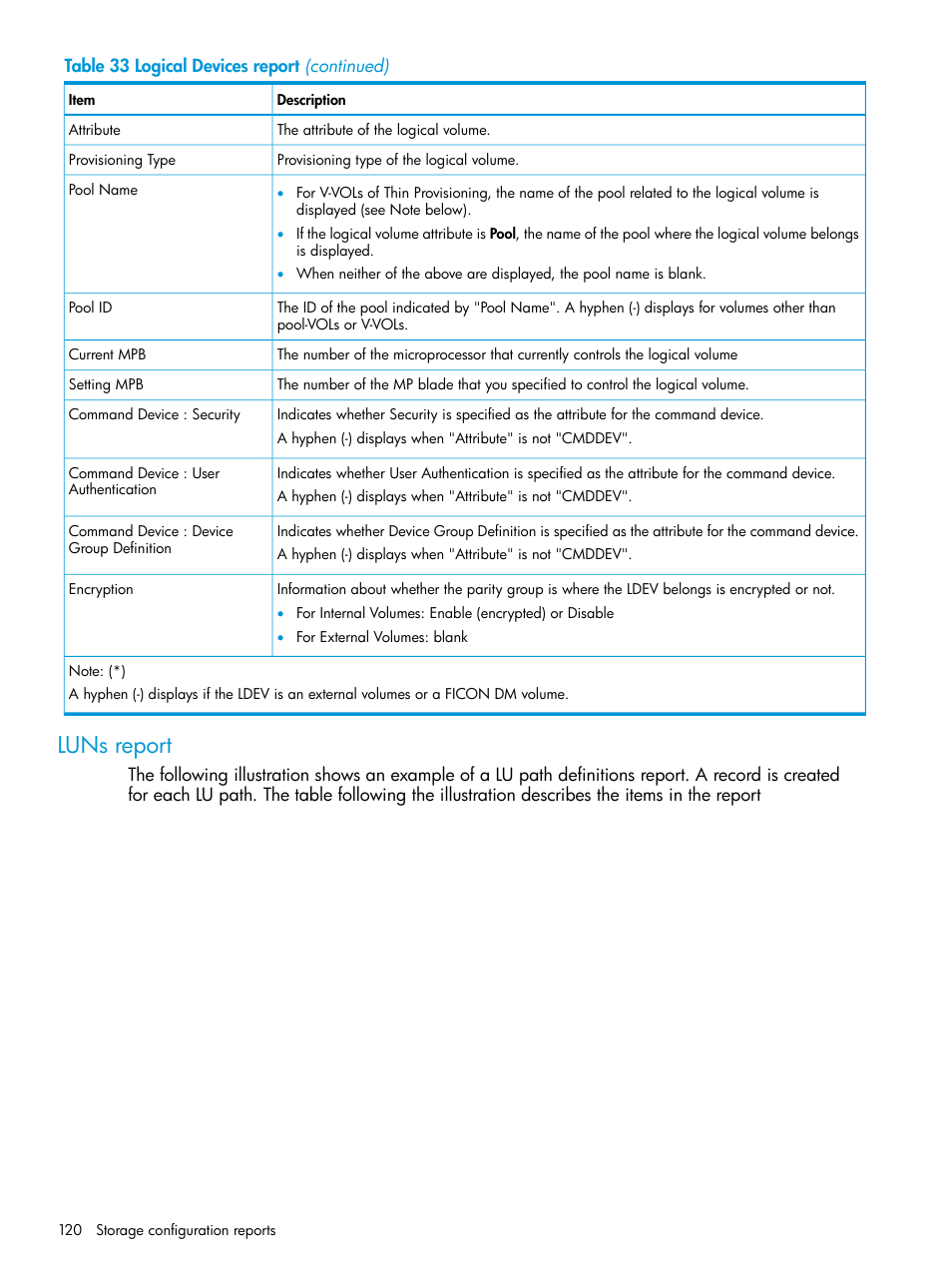 Luns report | HP XP7 Storage User Manual | Page 120 / 258