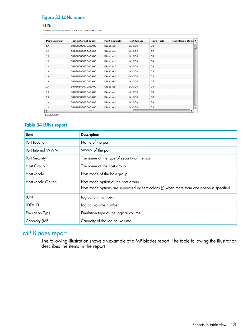 Mp blades report | HP XP7 Storage User Manual | Page 121 / 258