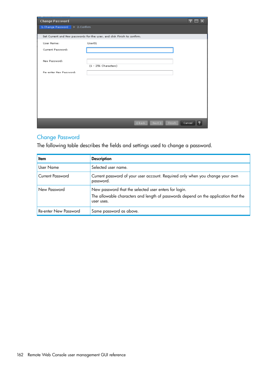 Change password | HP XP7 Storage User Manual | Page 162 / 258