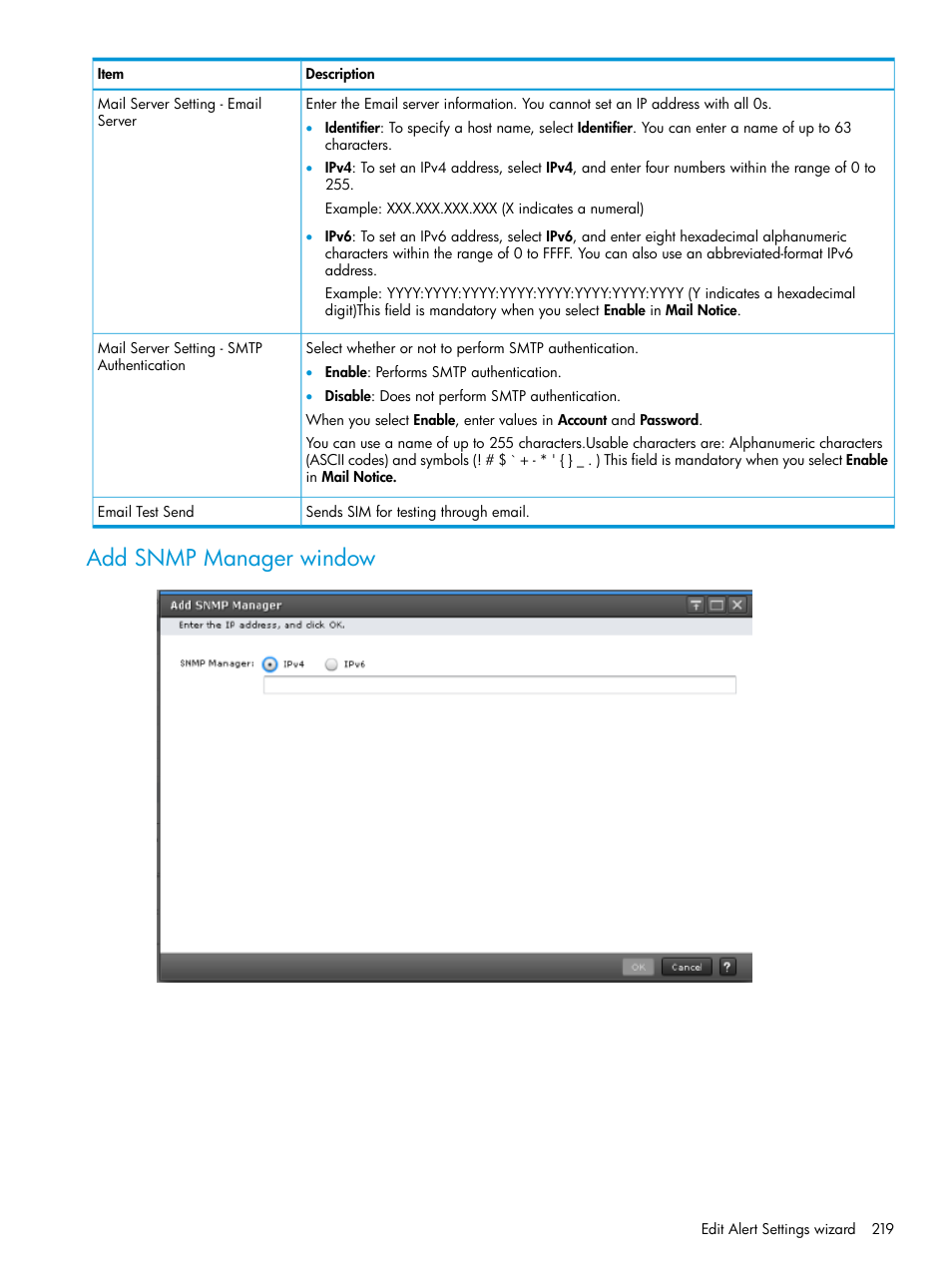 Add snmp manager window | HP XP7 Storage User Manual | Page 219 / 258