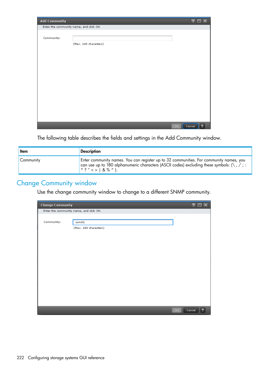 Change community window | HP XP7 Storage User Manual | Page 222 / 258