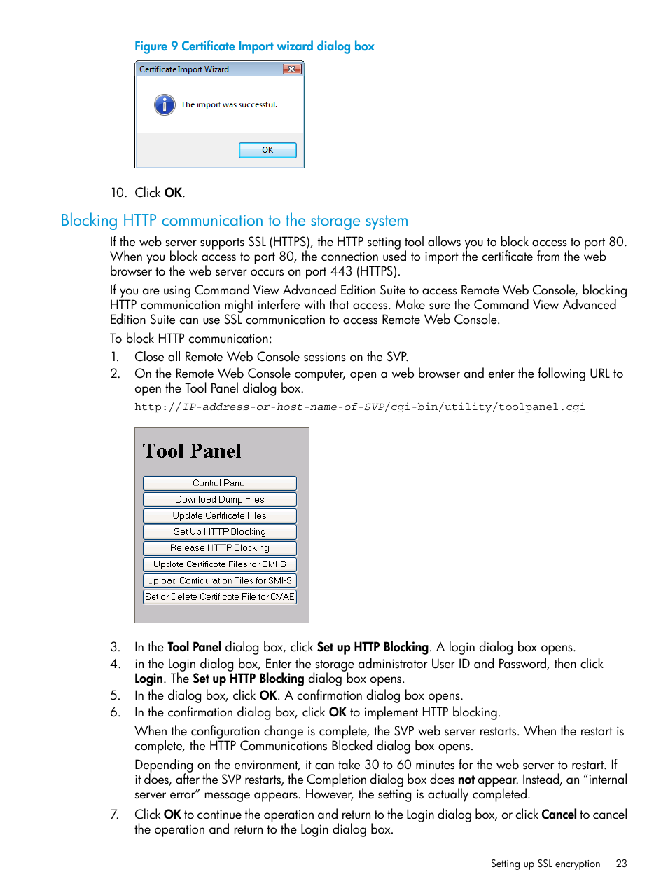 Blocking http communication to the storage system | HP XP7 Storage User Manual | Page 23 / 258