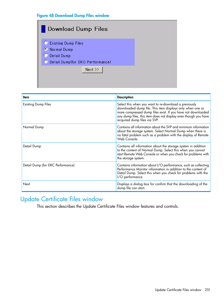 Update certificate files window | HP XP7 Storage User Manual | Page 251 / 258