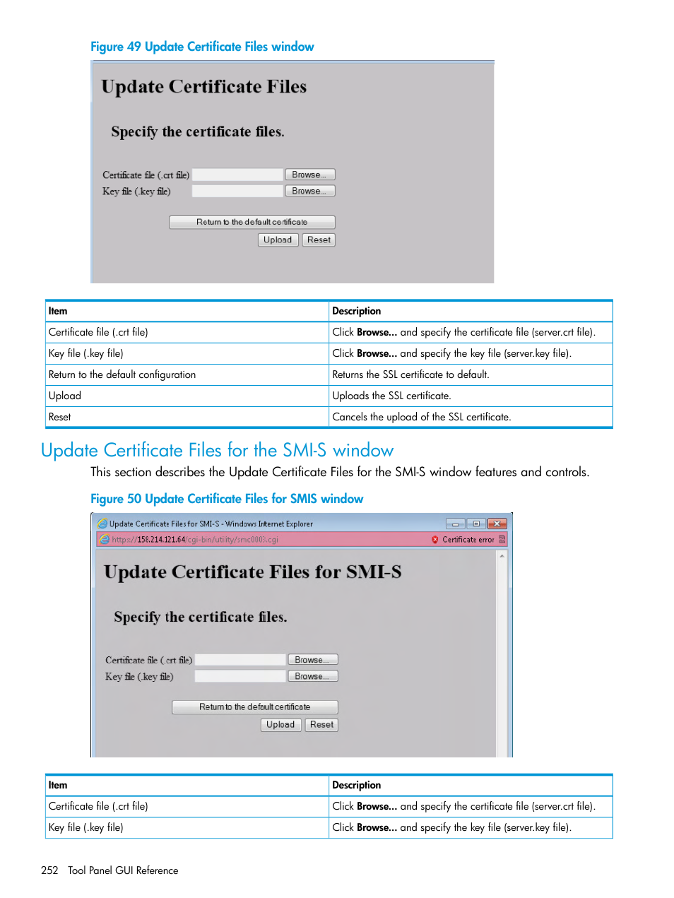 Update certificate files for the smi-s window | HP XP7 Storage User Manual | Page 252 / 258