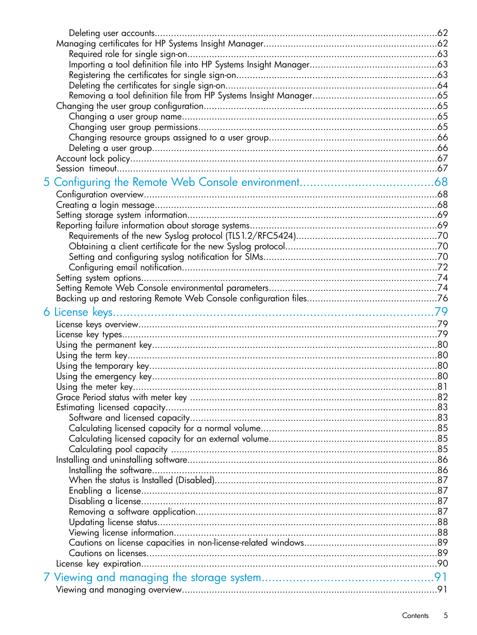 5 configuring the remote web console environment, 6 license keys, 7 viewing and managing the storage system | HP XP7 Storage User Manual | Page 5 / 258