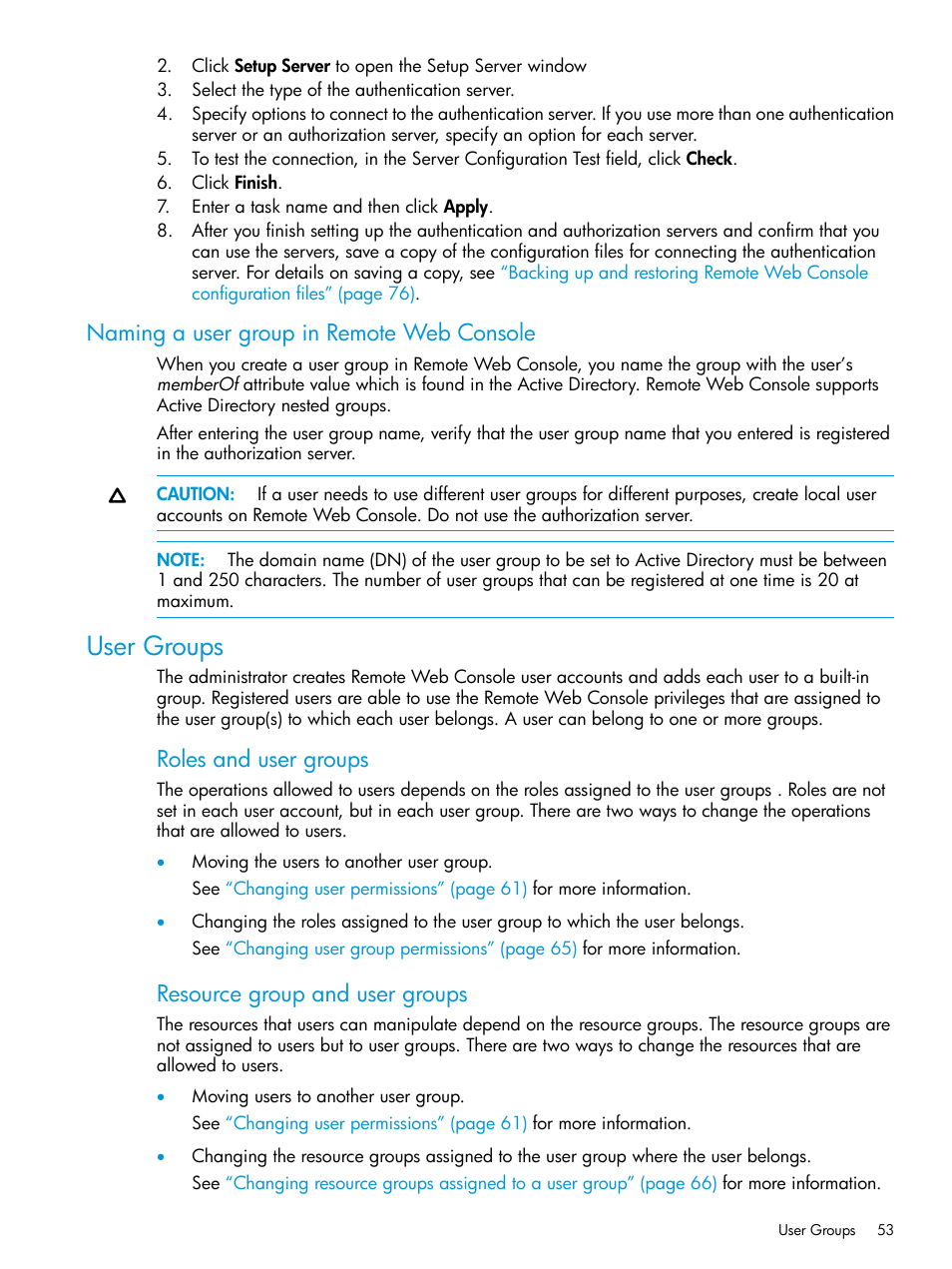 Naming a user group in remote web console, User groups, Roles and user groups | Resource group and user groups | HP XP7 Storage User Manual | Page 53 / 258