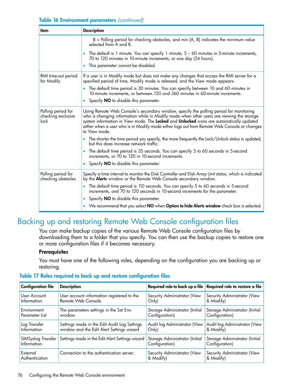 Backing up and restoring remote web console | HP XP7 Storage User Manual | Page 76 / 258