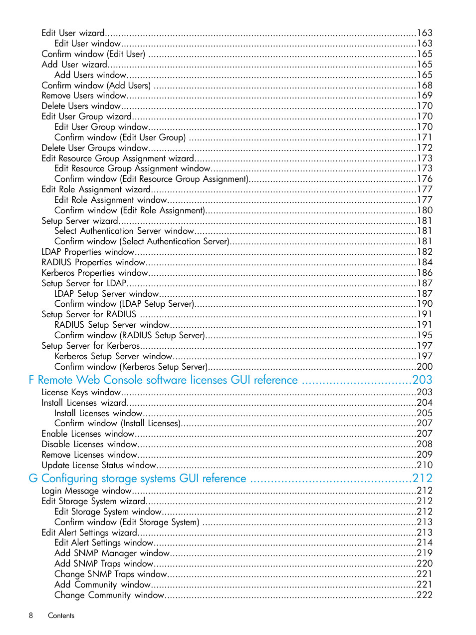 G configuring storage systems gui reference | HP XP7 Storage User Manual | Page 8 / 258