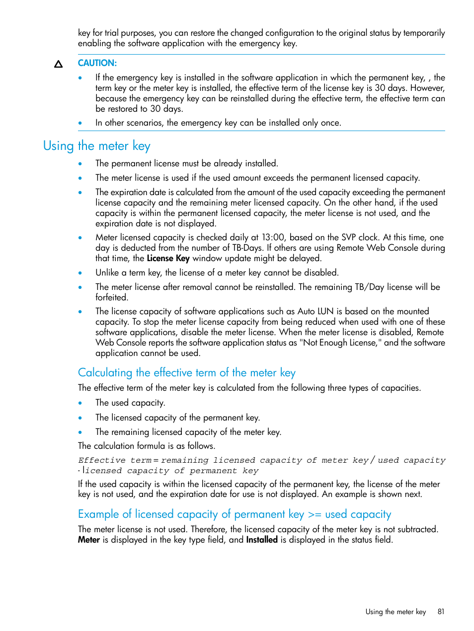 Using the meter key, Calculating the effective term of the meter key | HP XP7 Storage User Manual | Page 81 / 258