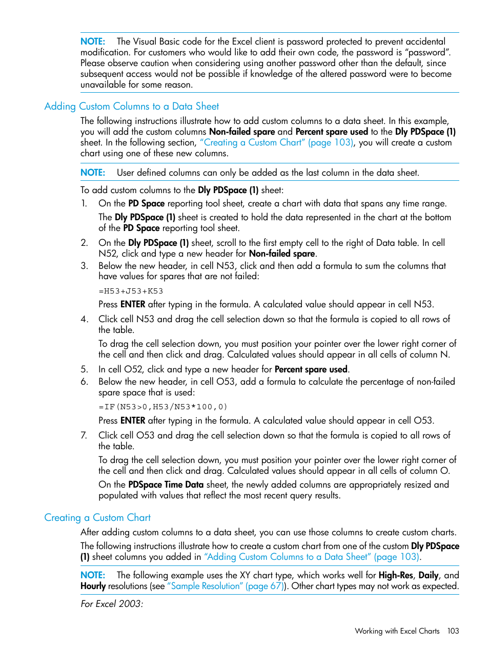 Adding custom columns to a data sheet, Creating a custom chart | HP 3PAR System Reporter Software User Manual | Page 103 / 237