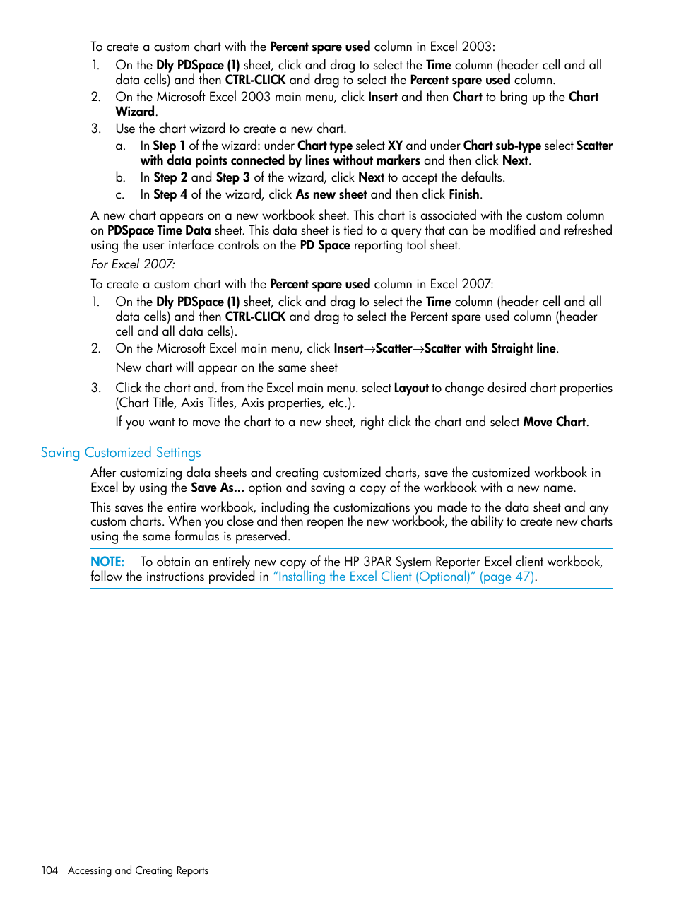 Saving customized settings | HP 3PAR System Reporter Software User Manual | Page 104 / 237