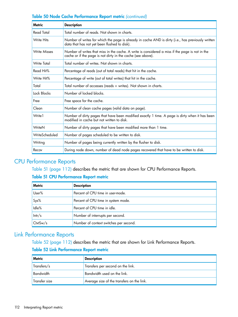 Cpu performance reports, Link performance reports, Cpu performance reports link performance reports | HP 3PAR System Reporter Software User Manual | Page 112 / 237