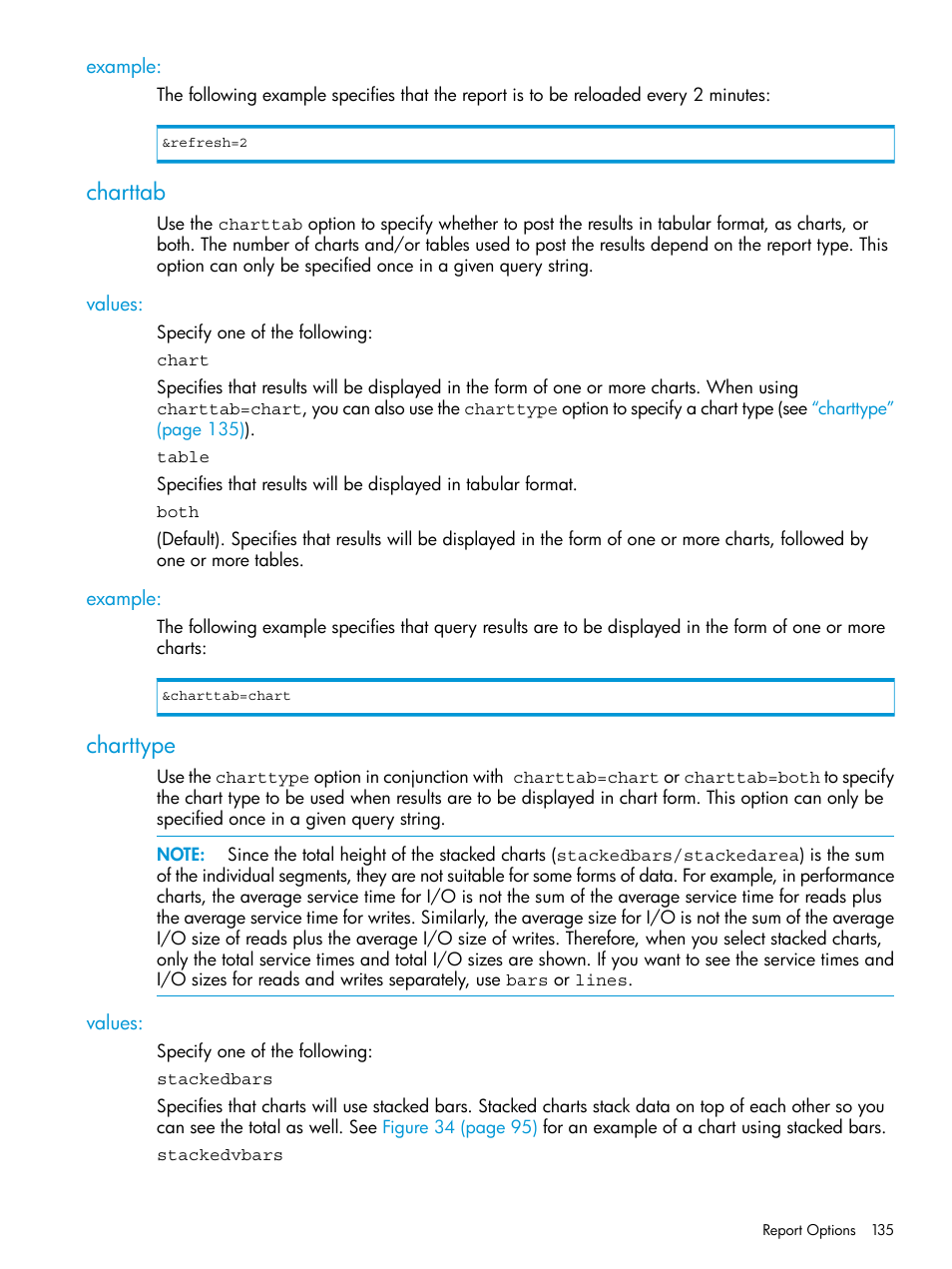 Example, Charttab, Values | Charttype, Values: example | HP 3PAR System Reporter Software User Manual | Page 135 / 237
