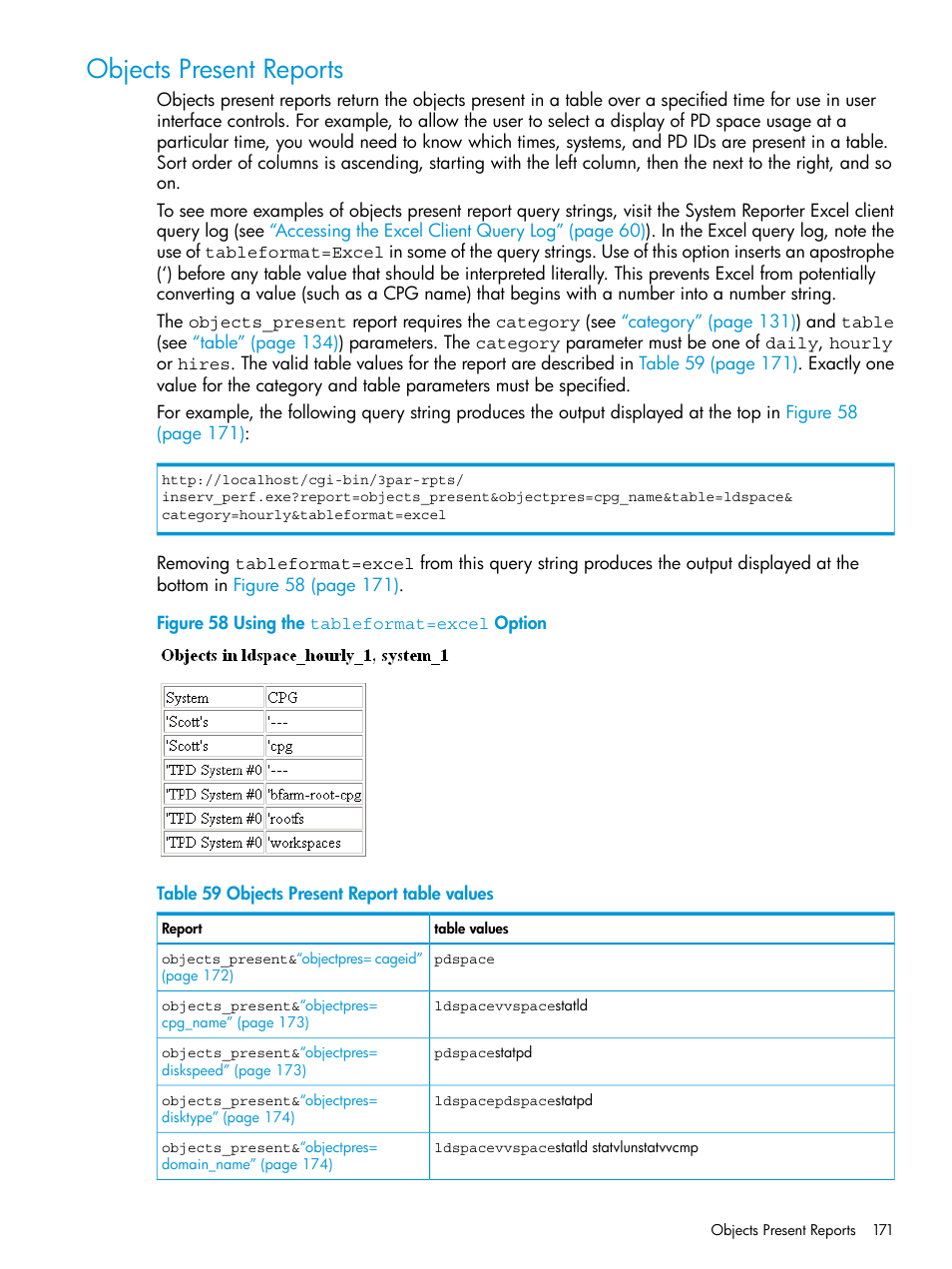 Objects present reports | HP 3PAR System Reporter Software User Manual | Page 171 / 237