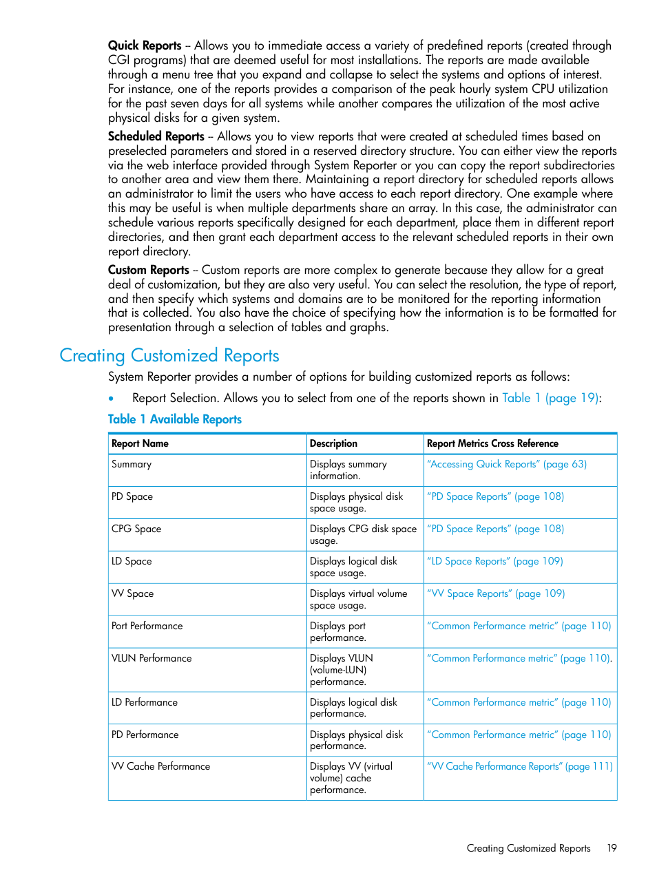 Creating customized reports | HP 3PAR System Reporter Software User Manual | Page 19 / 237