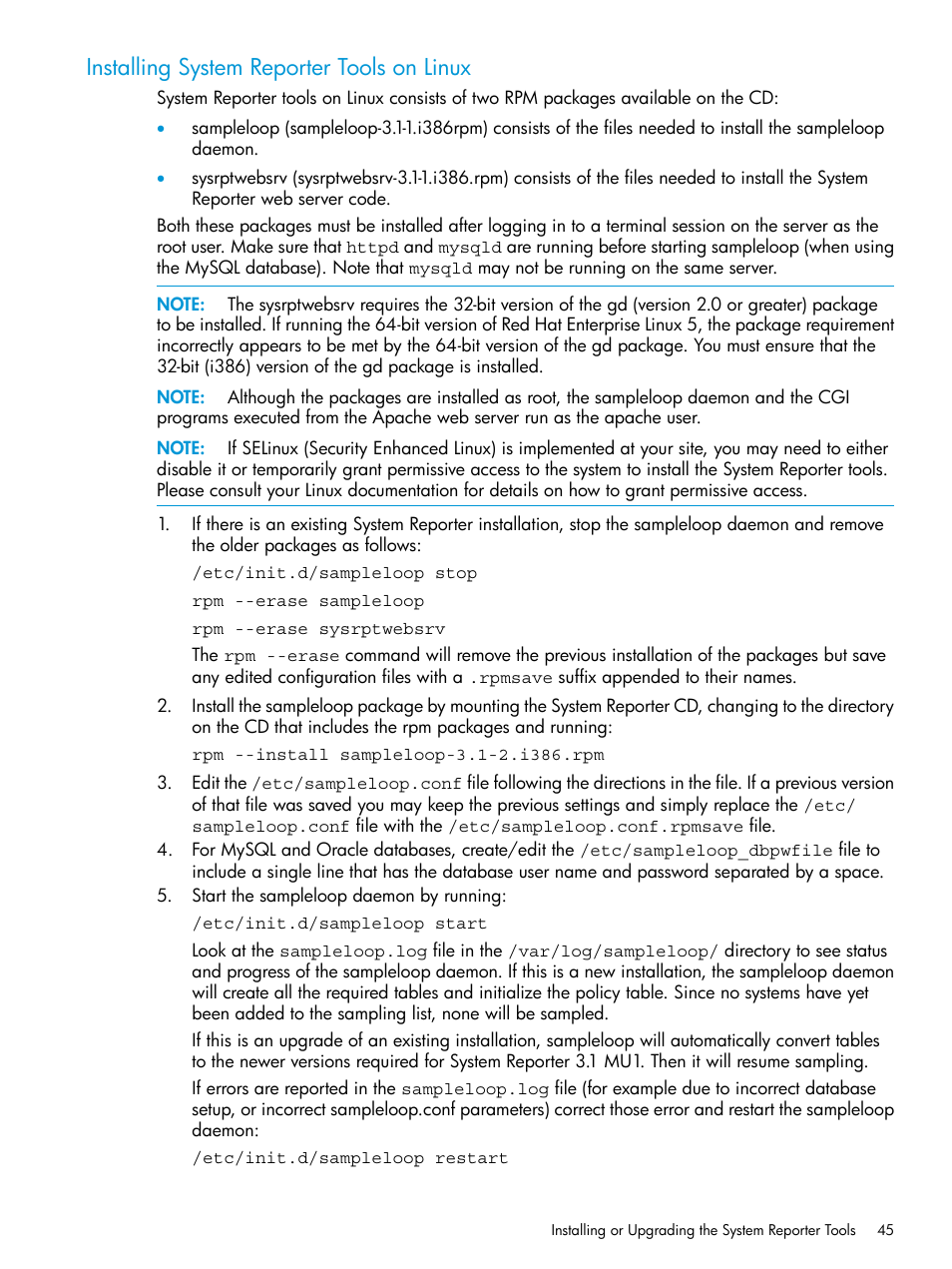 Installing system reporter tools on linux | HP 3PAR System Reporter Software User Manual | Page 45 / 237