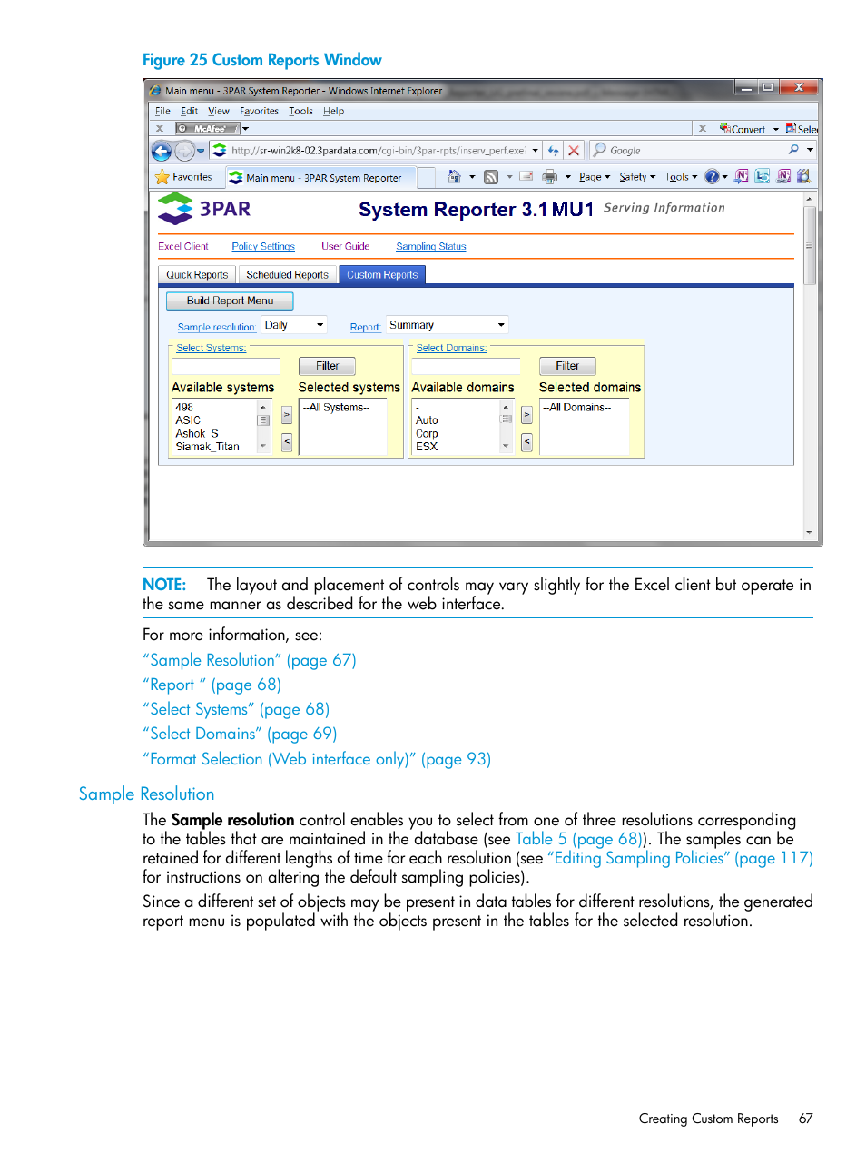 Sample resolution | HP 3PAR System Reporter Software User Manual | Page 67 / 237