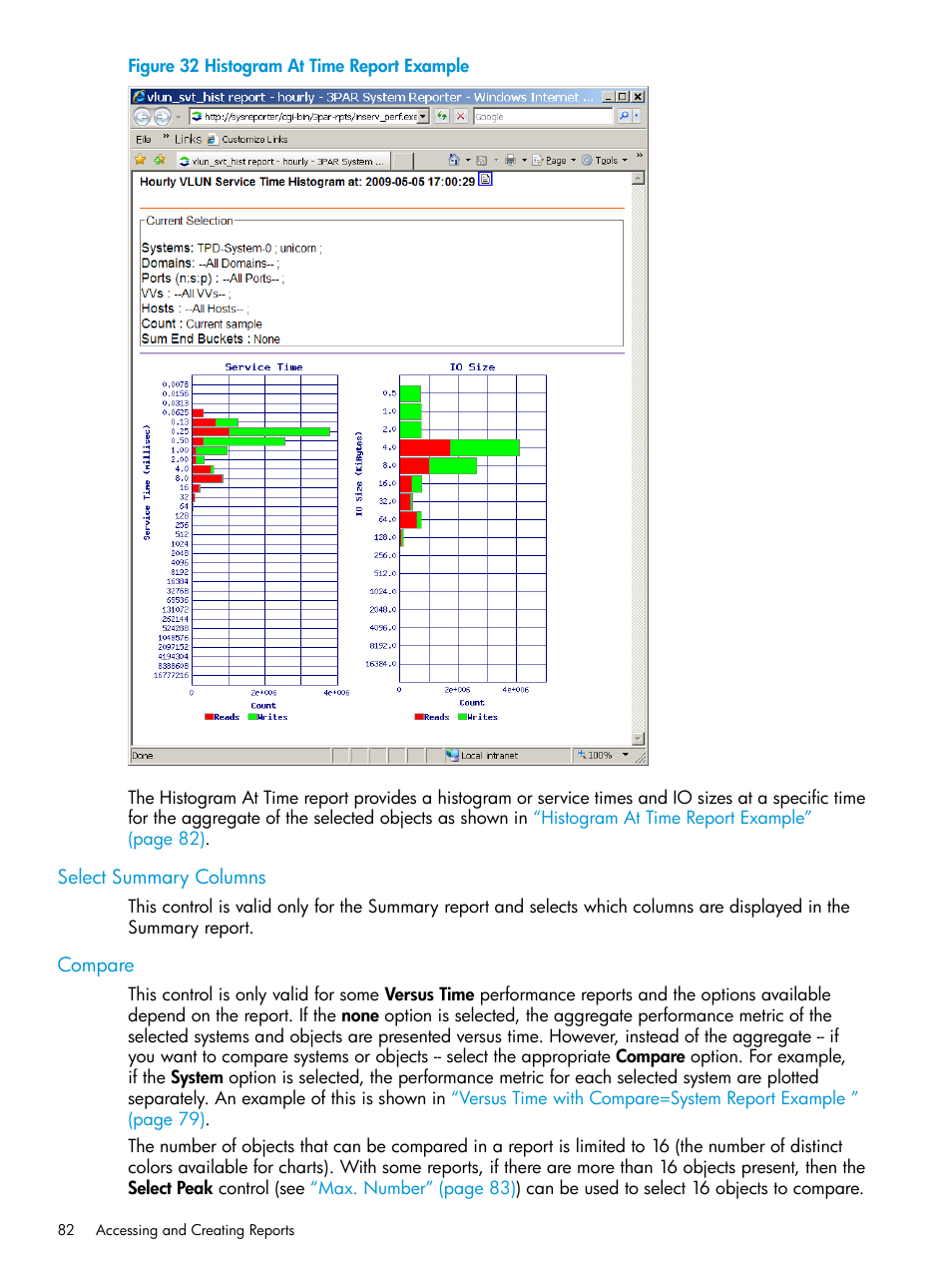 Select summary columns, Compare, Select summary columns compare | HP 3PAR System Reporter Software User Manual | Page 82 / 237
