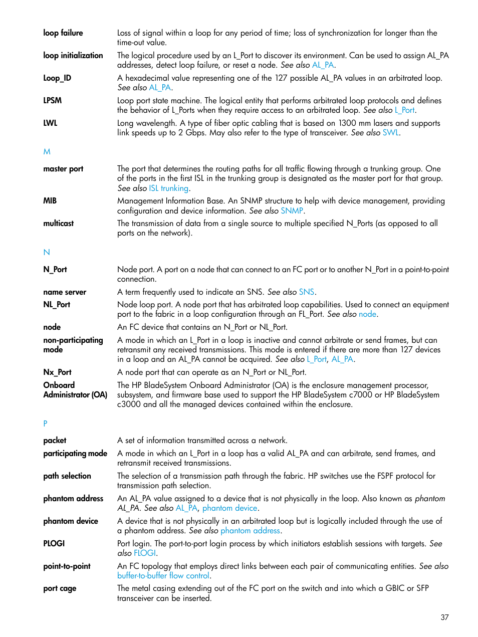 Non-participating mode, Point-to-point, Plogi | Packet | HP Brocade 16Gb SAN Switch for HP BladeSystem c-Class User Manual | Page 37 / 41