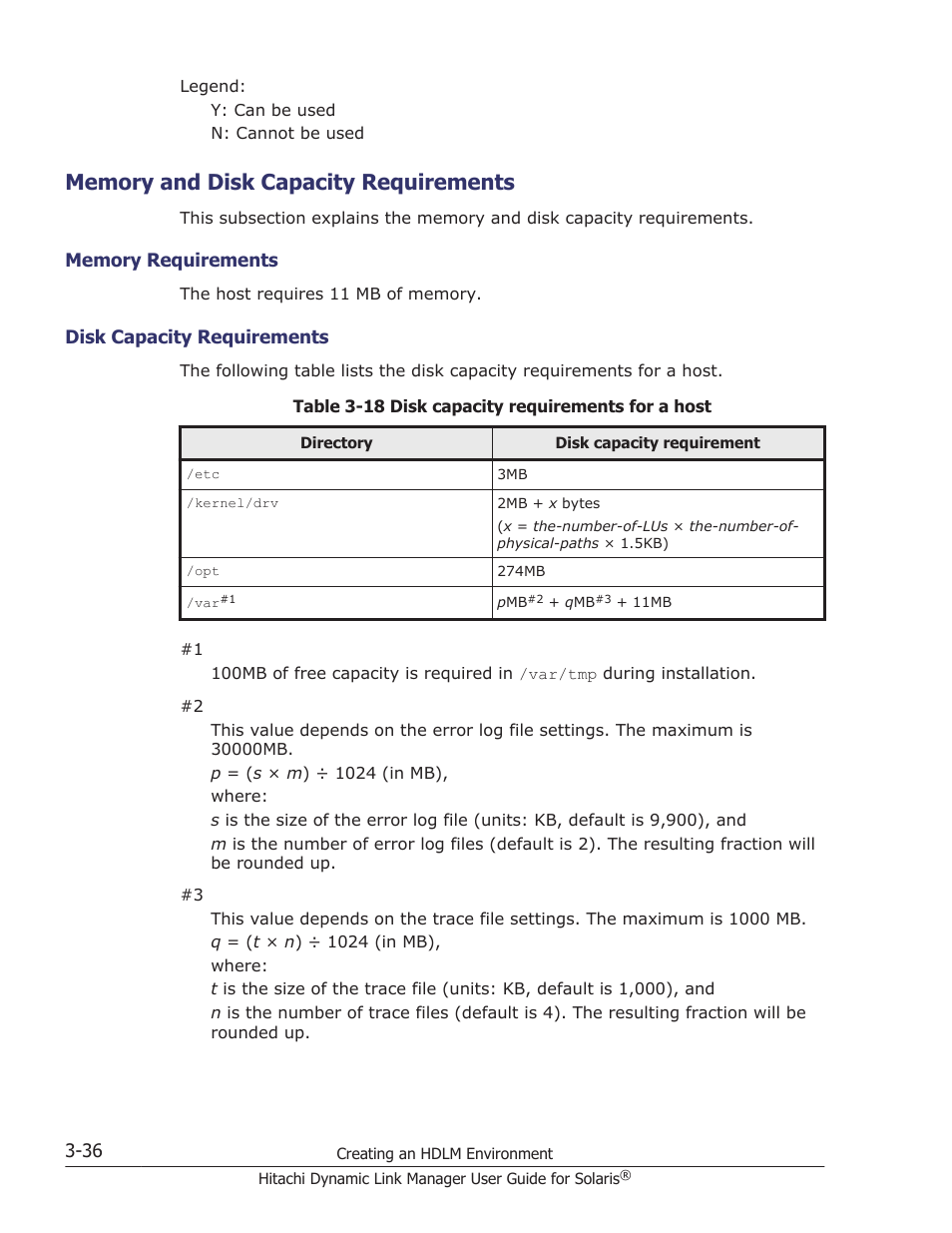 Memory and disk capacity requirements, Memory and disk capacity requirements -36, Memory requirements -36 | Disk capacity requirements -36 | HP XP P9500 Storage User Manual | Page 102 / 618