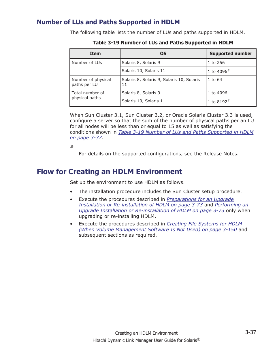 Number of lus and paths supported in hdlm, Flow for creating an hdlm environment, Number of lus and paths supported in hdlm -37 | Flow for creating an hdlm environment -37 | HP XP P9500 Storage User Manual | Page 103 / 618