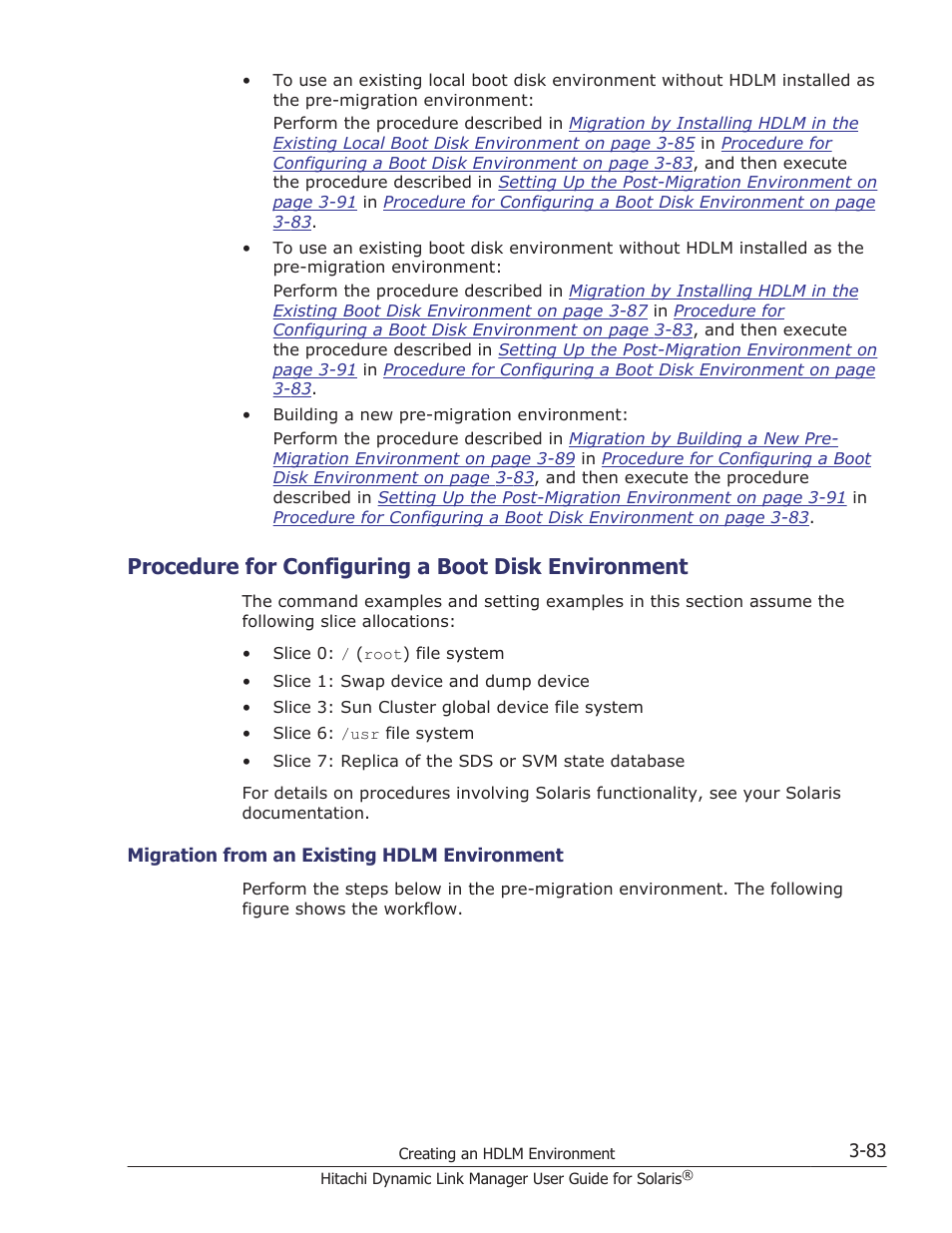 Procedure for configuring a boot disk environment, Migration from an existing hdlm environment -83, Procedure for configuring a boot | Procedure for configuring a, Perform the procedure described in, Migration from an existing hdlm, Procedure for configuring a boot disk, Procedure | HP XP P9500 Storage User Manual | Page 149 / 618