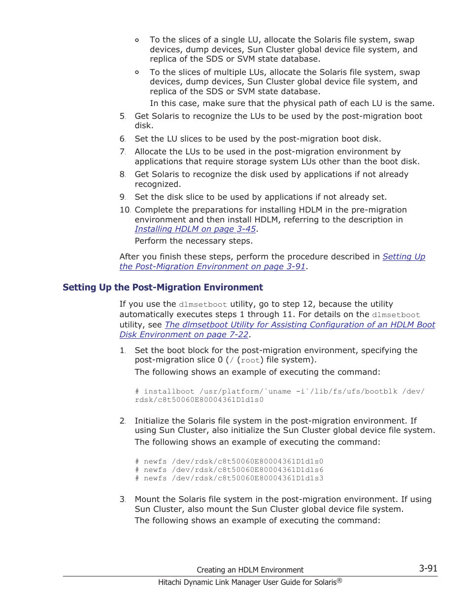 Setting up the post-migration environment -91, The procedure described in, Setting up the post-migration environment on | Setting, Setting up | HP XP P9500 Storage User Manual | Page 157 / 618