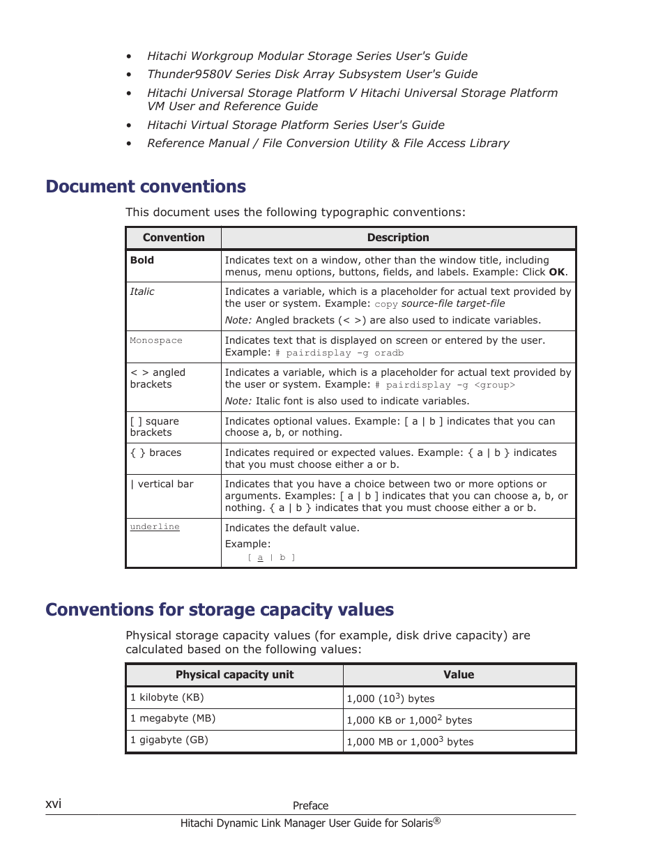 Document conventions, Conventions for storage capacity values | HP XP P9500 Storage User Manual | Page 16 / 618