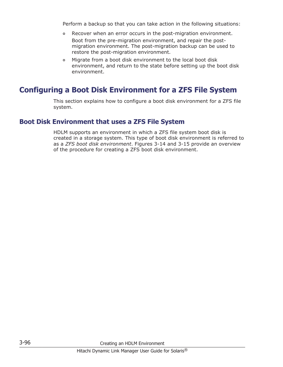 Boot disk environment that uses a zfs file system | HP XP P9500 Storage User Manual | Page 162 / 618