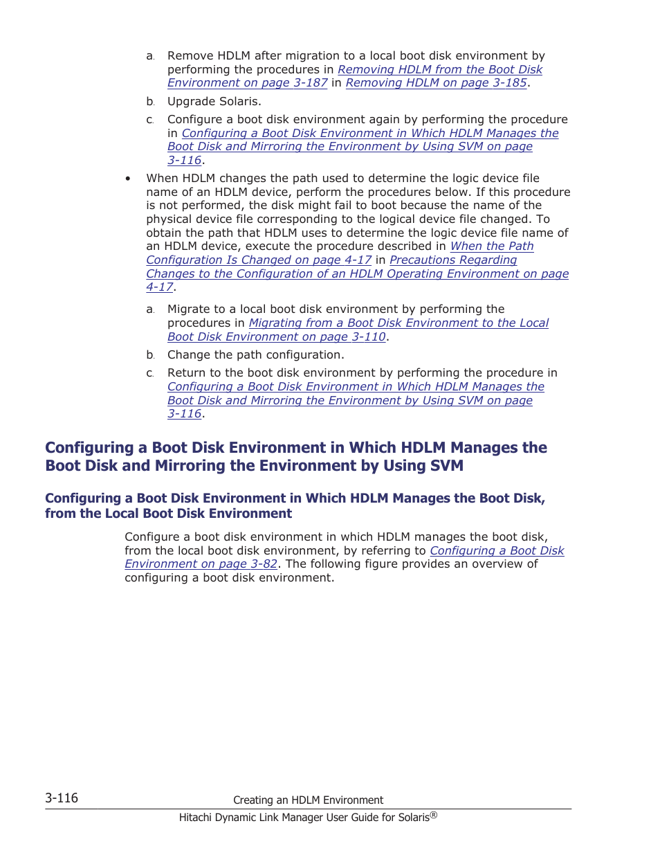 Mirroring the environment by using svm -116, From the local boot disk environment -116 | HP XP P9500 Storage User Manual | Page 182 / 618