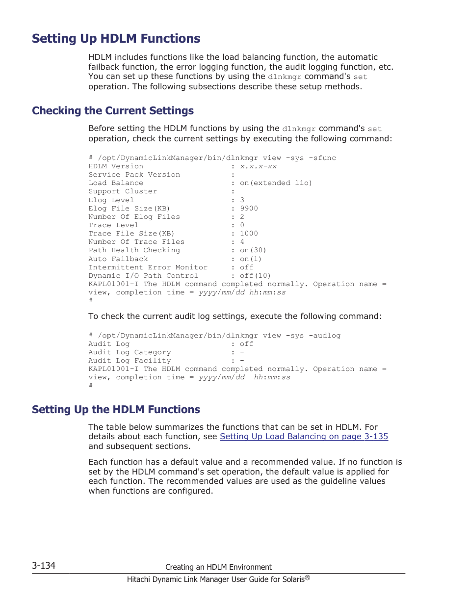 Setting up hdlm functions, Checking the current settings, Setting up the hdlm functions | Setting up hdlm functions -134, Checking the current settings -134, Setting up the hdlm functions -134, Setting up the hdlm | HP XP P9500 Storage User Manual | Page 200 / 618