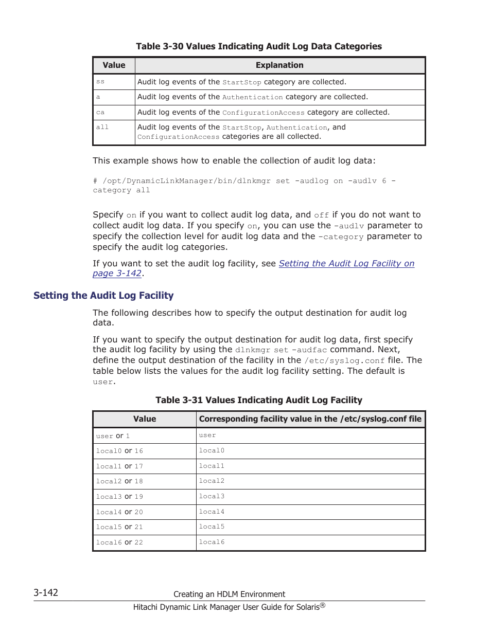 Setting the audit log facility -142 | HP XP P9500 Storage User Manual | Page 208 / 618