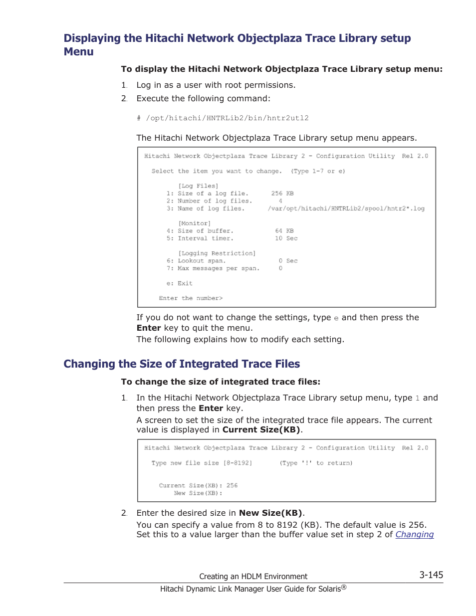 Changing the size of integrated trace files, Changing the size of integrated trace files -145 | HP XP P9500 Storage User Manual | Page 211 / 618