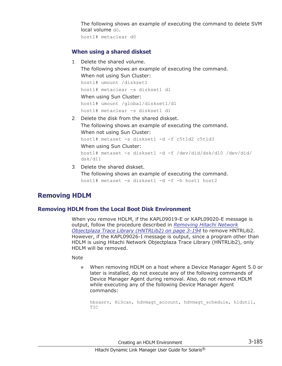 Removing hdlm, Removing hdlm -185 | HP XP P9500 Storage User Manual | Page 251 / 618