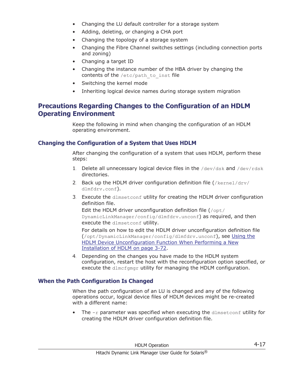 Environment -17, When the path configuration is changed -17, Precautions regarding | When the path, To determine this path, perform the procedure in | HP XP P9500 Storage User Manual | Page 279 / 618