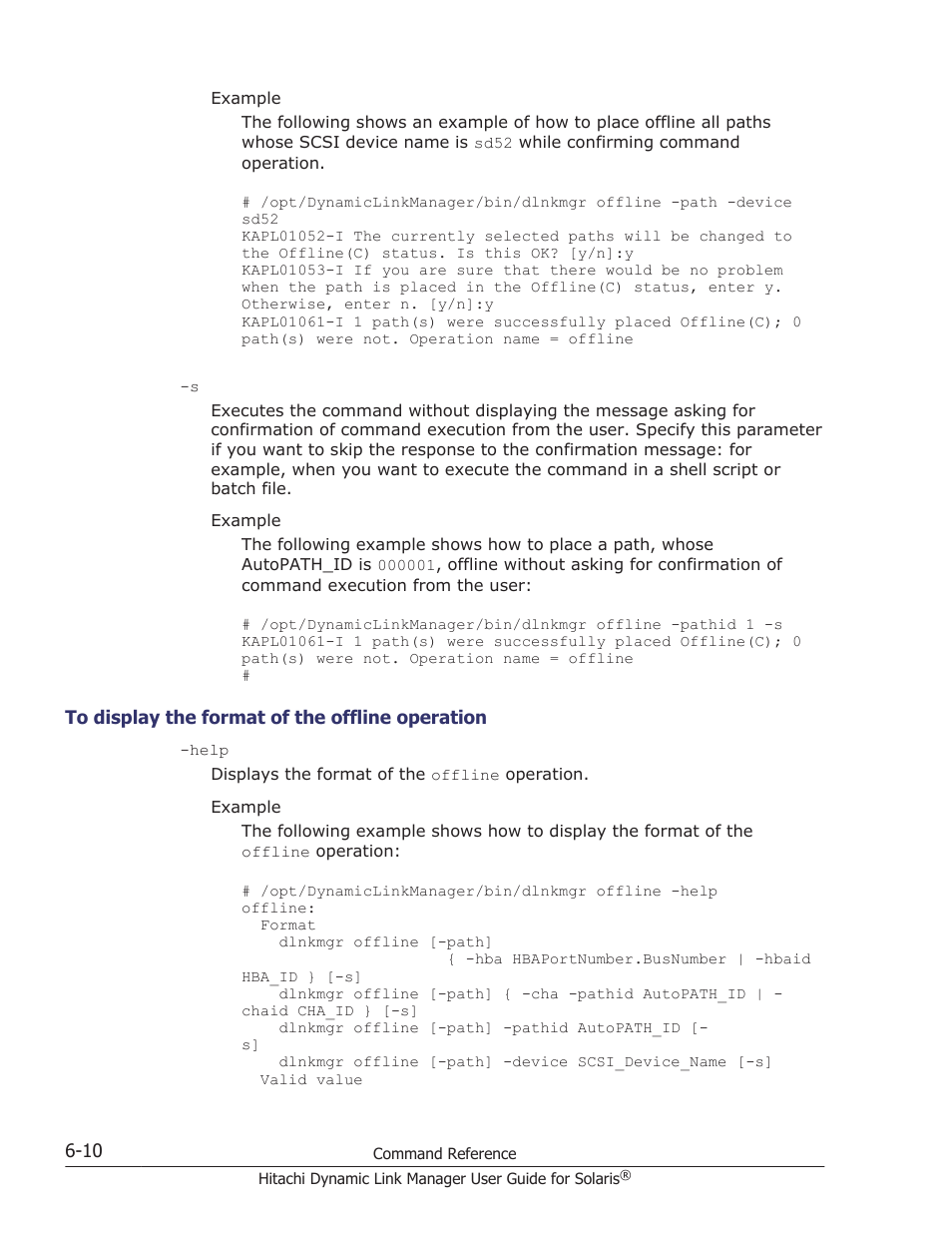 To display the format of the offline operation -10 | HP XP P9500 Storage User Manual | Page 350 / 618