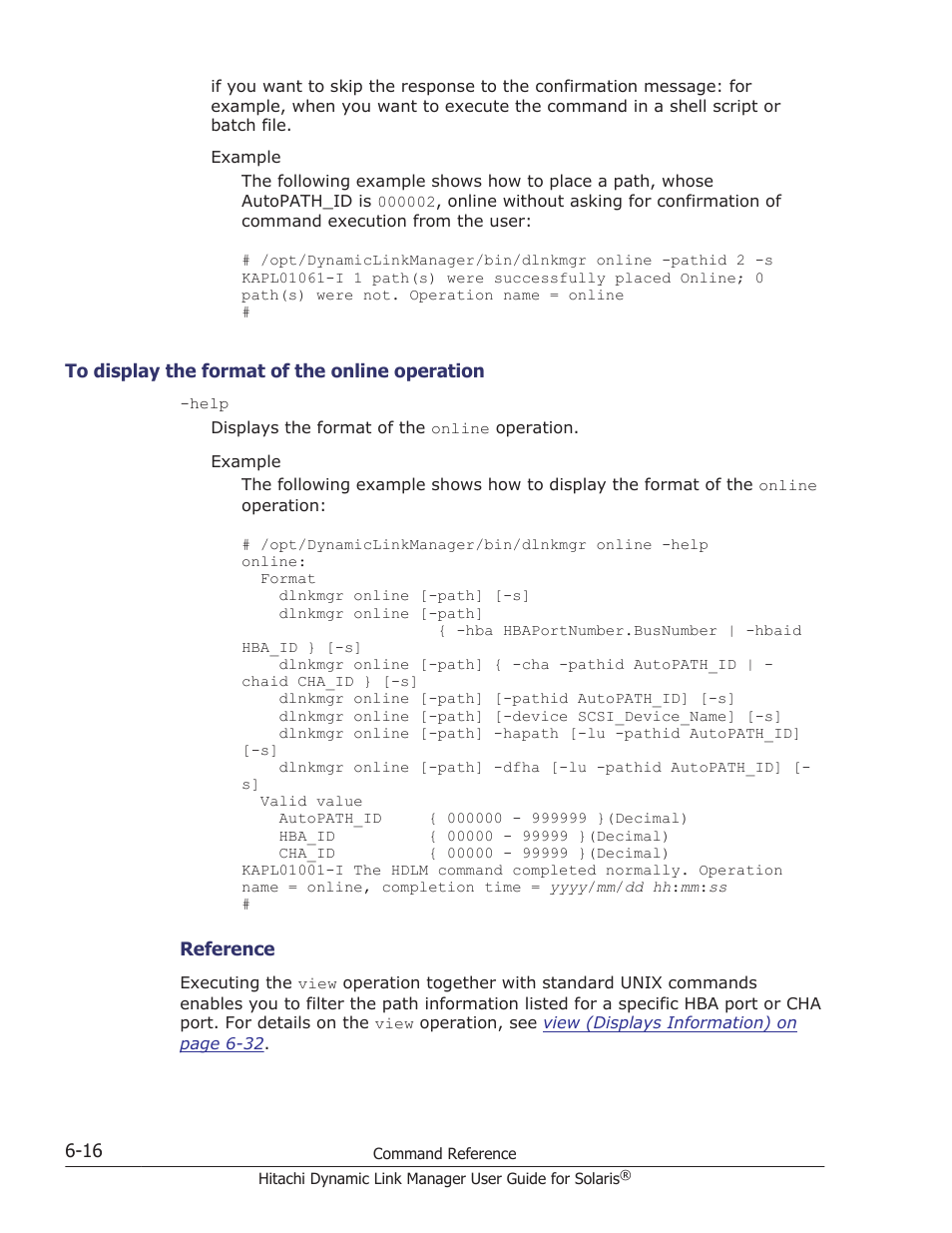 To display the format of the online operation -16 | HP XP P9500 Storage User Manual | Page 356 / 618