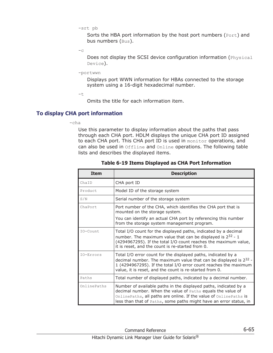 To display cha port information -65 | HP XP P9500 Storage User Manual | Page 405 / 618