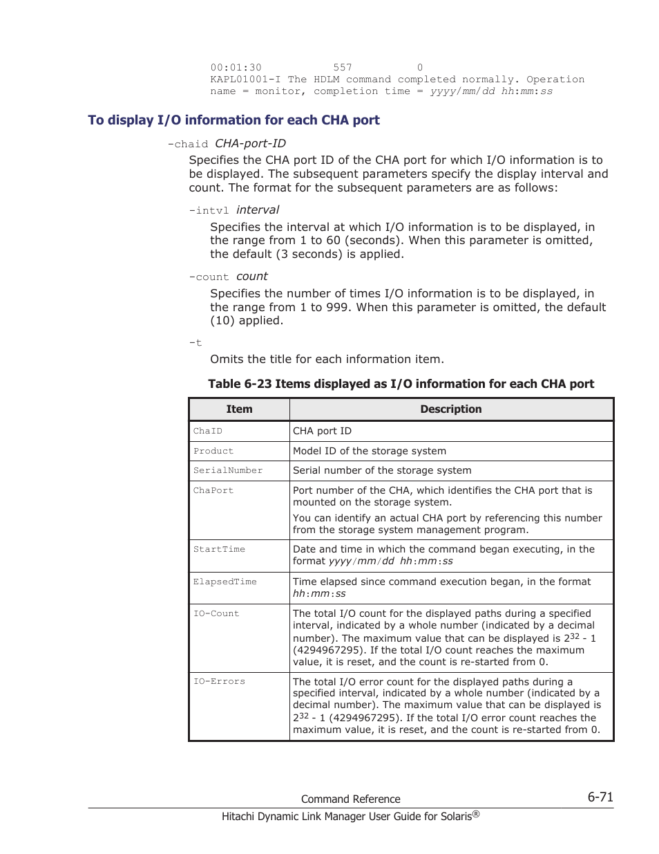 To display i/o information for each cha port -71 | HP XP P9500 Storage User Manual | Page 411 / 618