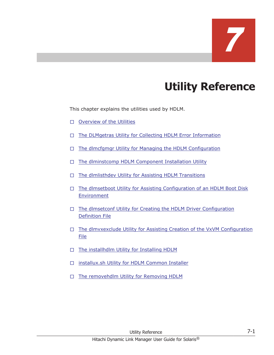 Utility reference, 7 utility reference -1, Chapter 7, utility reference on | HP XP P9500 Storage User Manual | Page 415 / 618