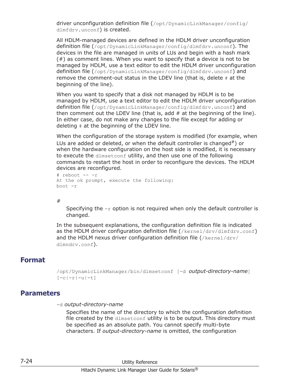 Format, Parameters, Format -24 | Parameters -24, In section | HP XP P9500 Storage User Manual | Page 438 / 618