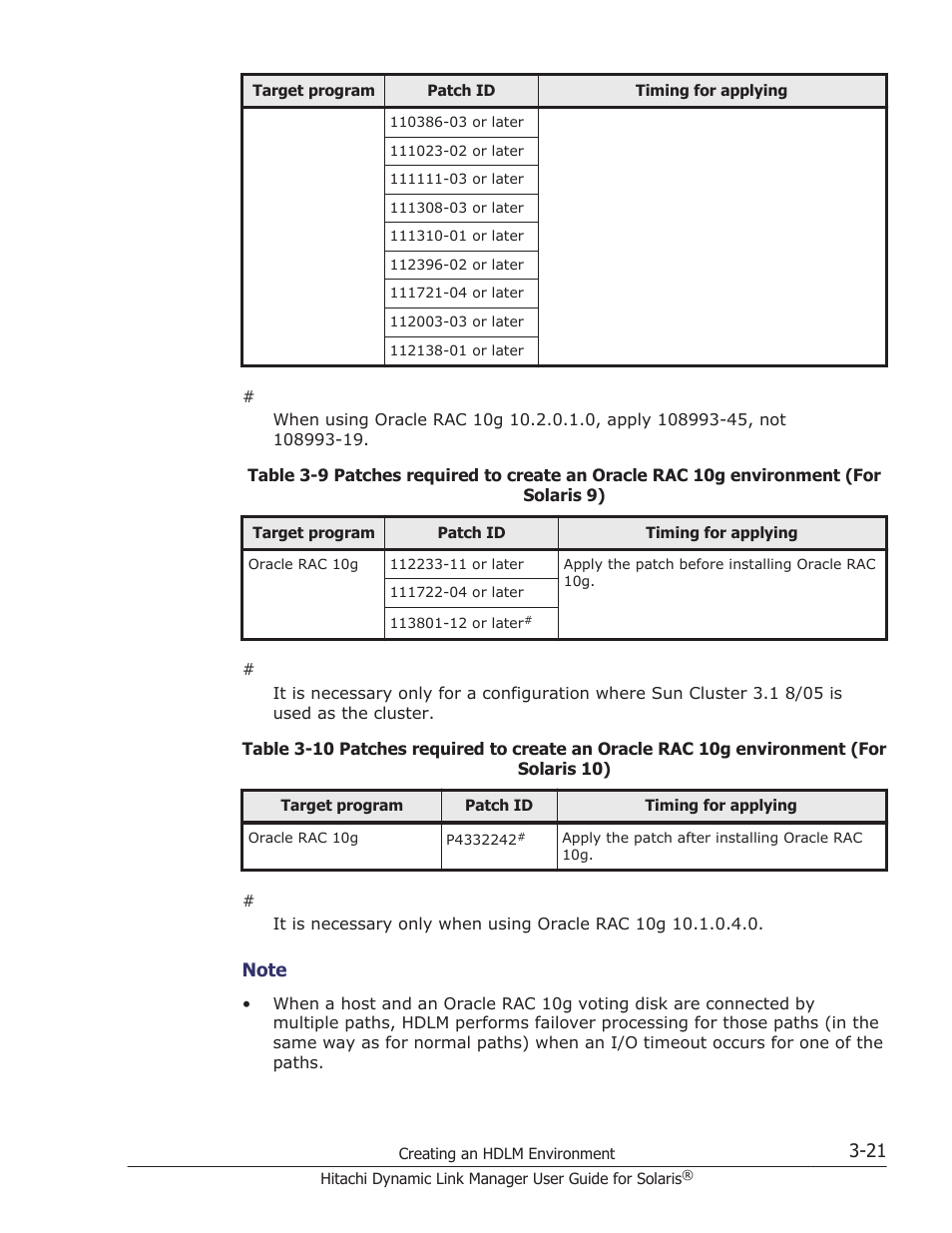 Table 3-9 patches required to create an oracle rac, Show patches that are | HP XP P9500 Storage User Manual | Page 87 / 618