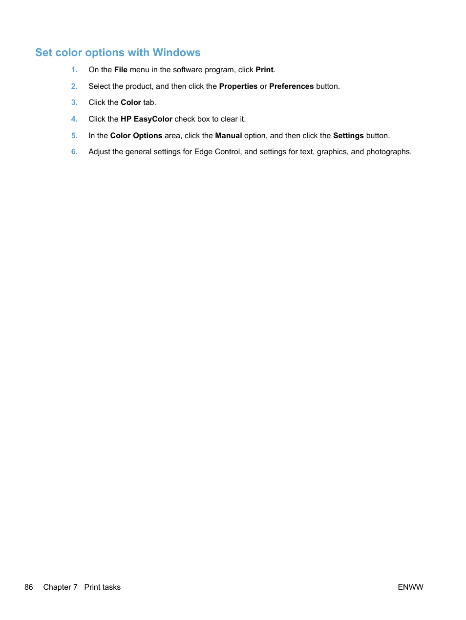 Set color options with windows | HP LaserJet Pro CM1415fnw Color Multifunction Printer User Manual | Page 102 / 308