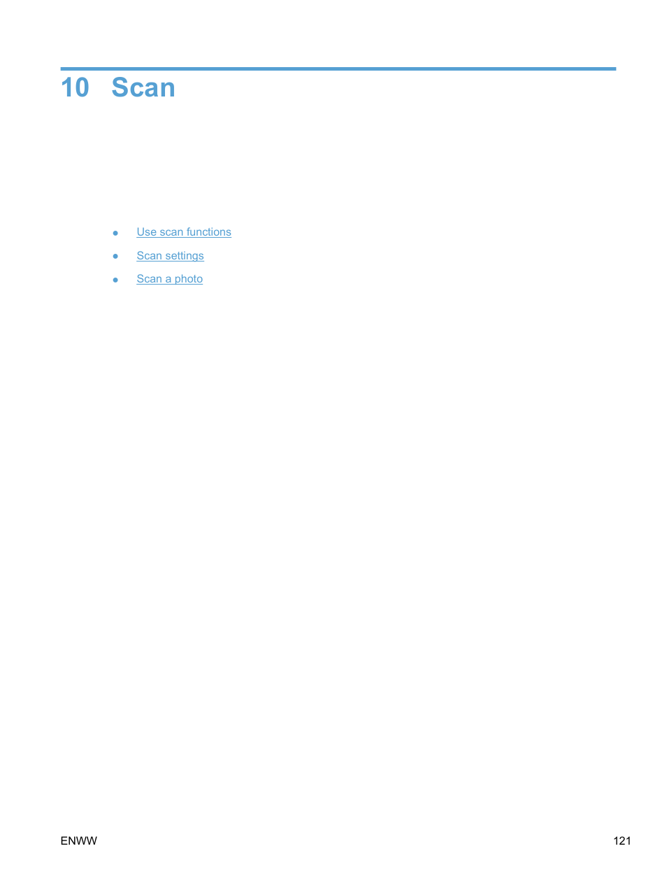 Scan, 10 scan | HP LaserJet Pro CM1415fnw Color Multifunction Printer User Manual | Page 137 / 308