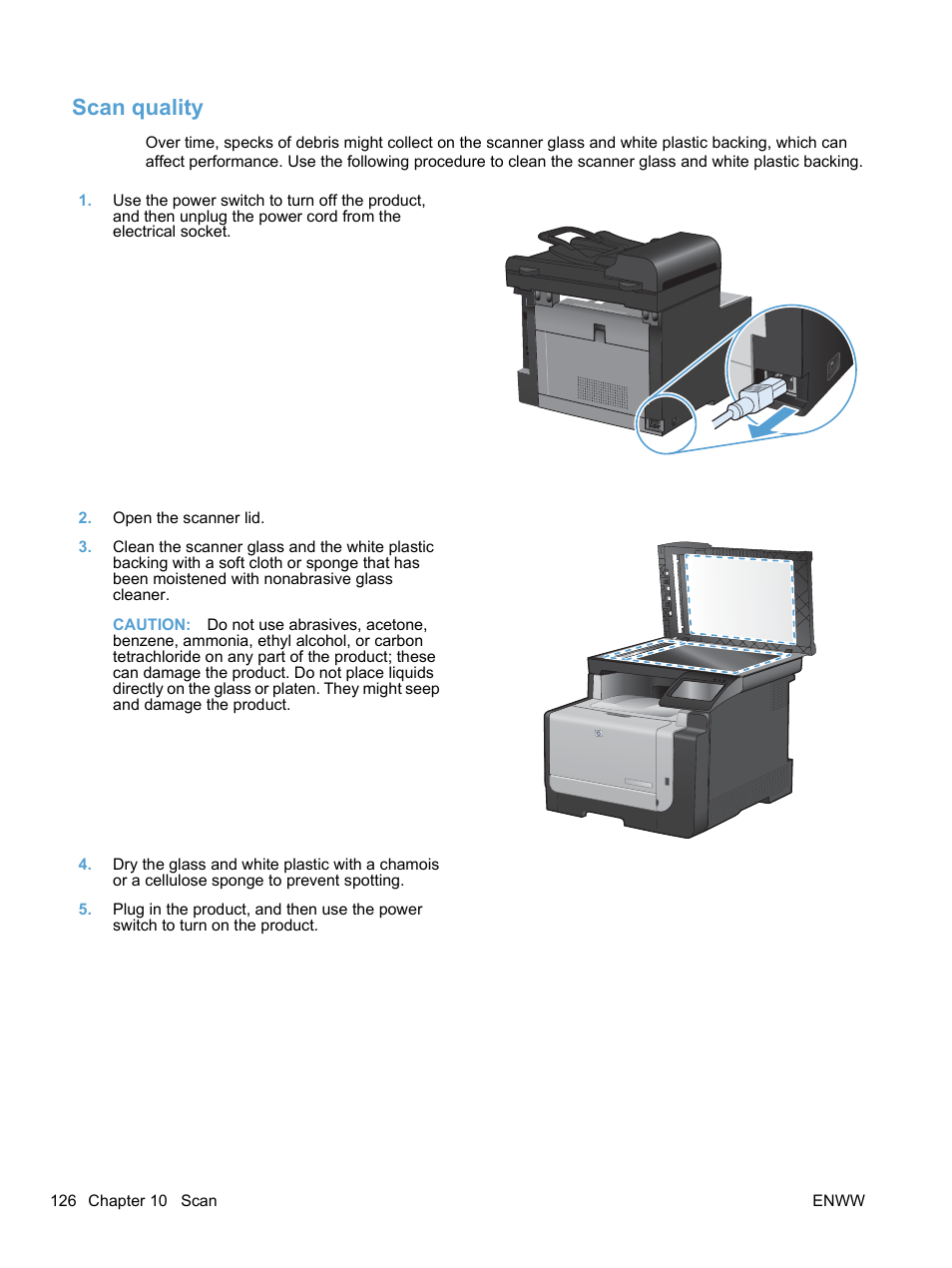 Scan quality | HP LaserJet Pro CM1415fnw Color Multifunction Printer User Manual | Page 142 / 308