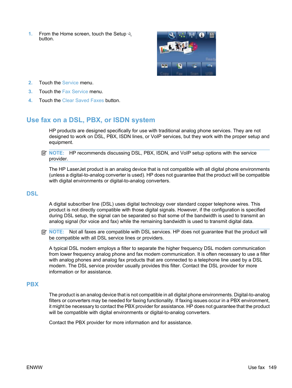 Use fax on a dsl, pbx, or isdn system | HP LaserJet Pro CM1415fnw Color Multifunction Printer User Manual | Page 165 / 308